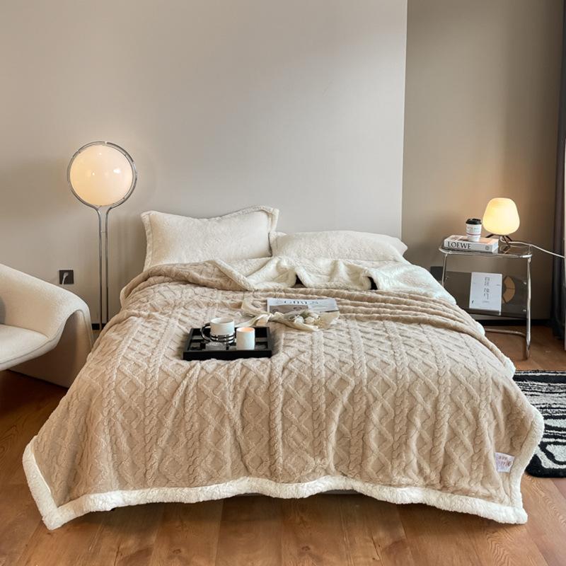 Новое двухслойное бархатное одеяло с башней, утепленное жаккардовое одеяло из овечьей шерсти, однотонное фланелевое одеяло с ворсом