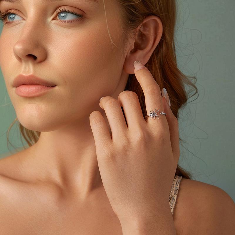 BAMOER 925 стерлингового серебра Хэллоуин Spide открывающееся кольцо для женщин ювелирные изделия винтажное нежное гипоаллергенное кольцо подарок