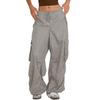 Women Cargo Pants Adjustable Drawstring Wide Leg Summer Trousers with Multi Pockets