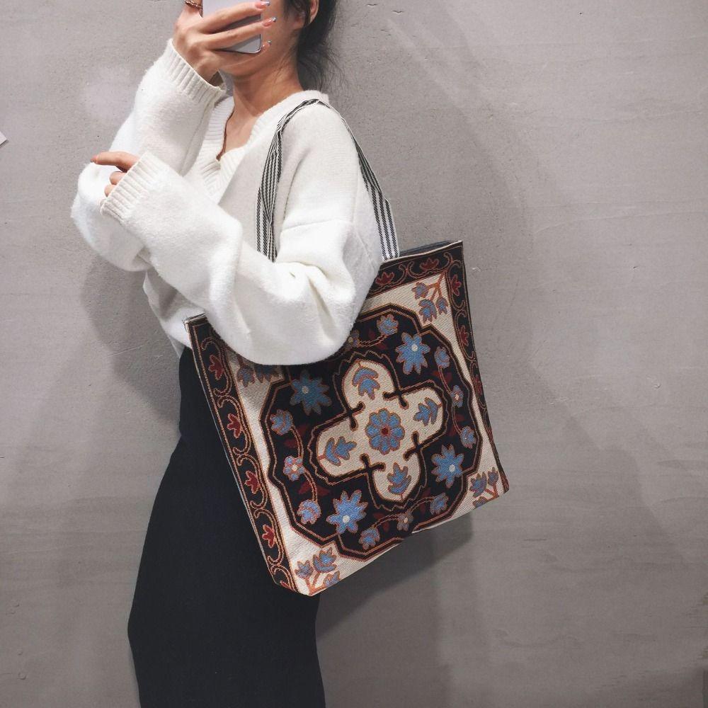 Сумка из ткани с вышивкой в виде цветка, бабочки, животного, сумка через плечо, модная сумка в этническом стиле для девочек