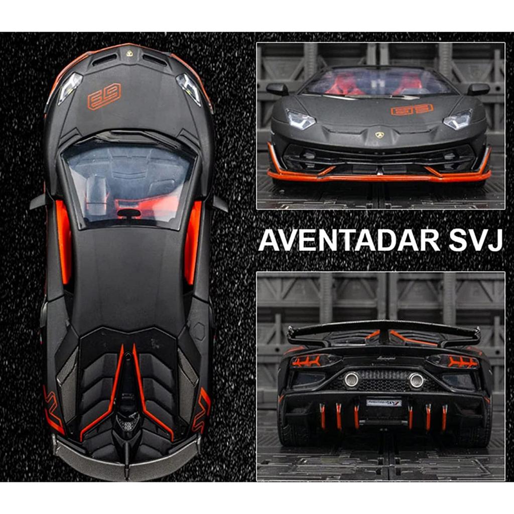 Масштаб 1/24 Lambo Aventador SVJ63, литая под давлением модель автомобиля, игрушечный автомобиль с откатным механизмом, звуком и светом для детей, коллекция подарков для мальчиков и девочек