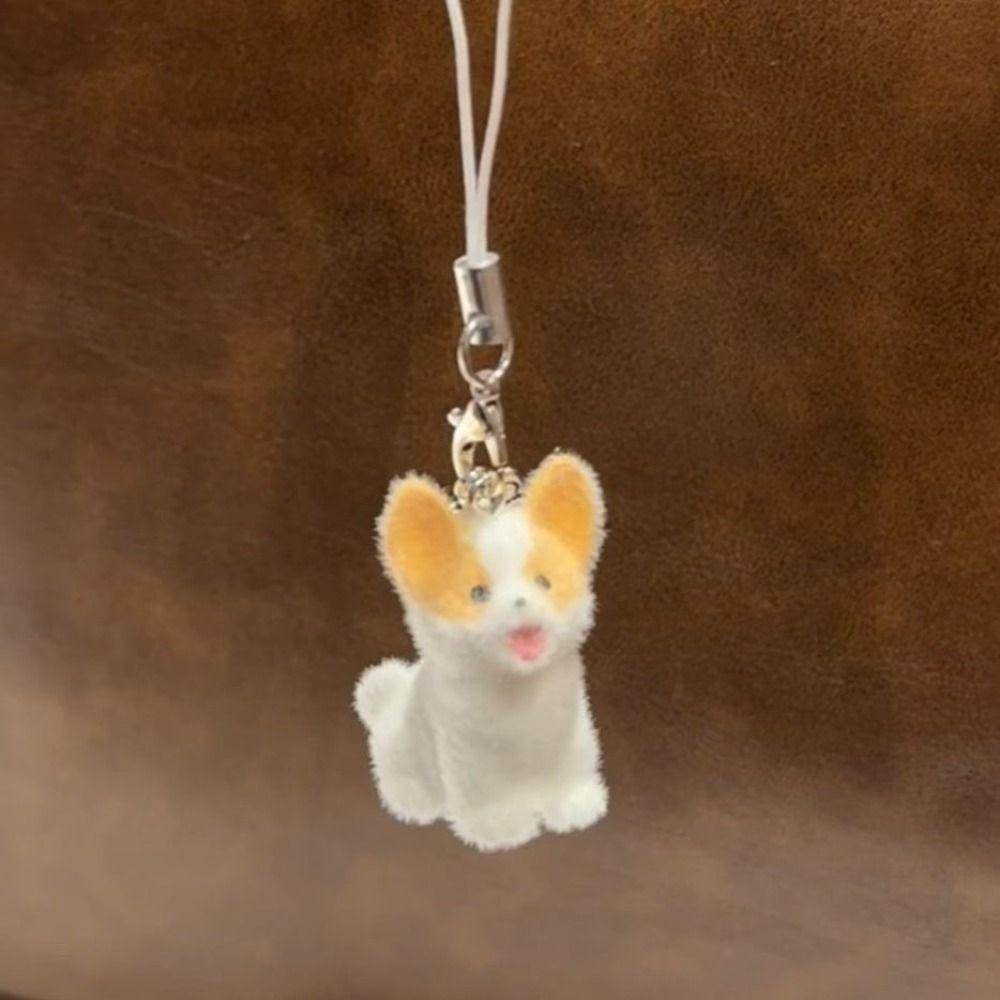 Брелок для ключей с изображением собаки, пушистой куклы, кролика, 3D-подвески для телефона, автомобильного брелока в виде животного