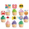 Summer Cake Party Toppers With Paper Flag Inserts Kids Birthday Prop Festival