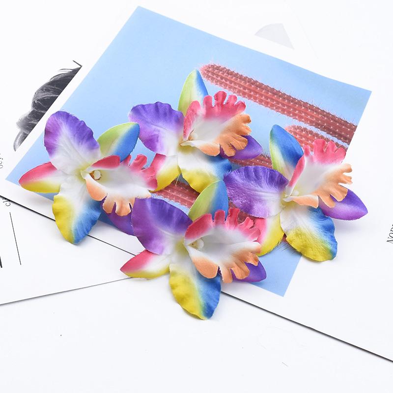 10/20pcs Artificial Flower Plants Butterfly Orchid Flowers Wall Wedding Home Room Decor Bridal Accessories Clearance Wreath prop