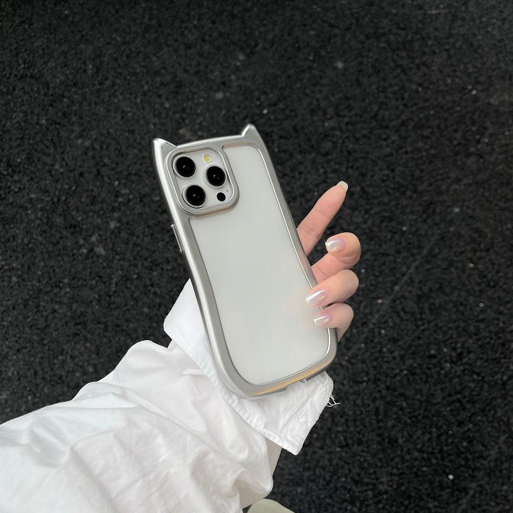 Гальваническое покрытие серебряные ушки кошки особой формы для iPhone 17 Apple 16 для 16PROMAX чехол для мобильного телефона противоударный 17AIR