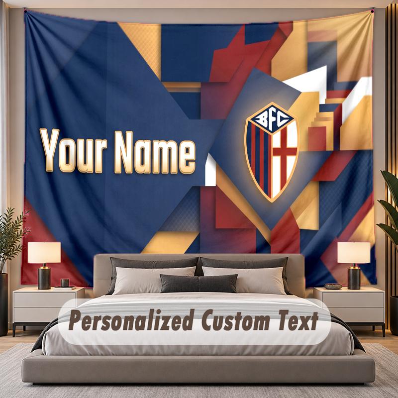 Custom Name Text Tapestry Bologna FC Personalized Polyester Wall Tapestry For Bedroom And Room