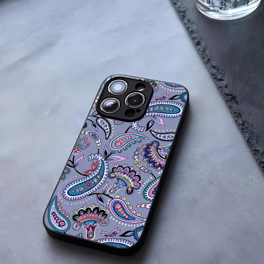Цветок кешью Vera Bradley Чехол для телефона Закаленное стекло Для IPhone 17 13 14 16 12 15 11 Pro Max Plus Mini X XR SE2020 Coque