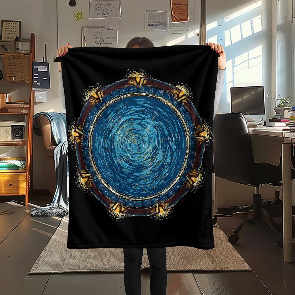 1 шт. Фланелевое одеяло с принтом Stargate SG-1, Высокое качество, Для всех сезонов, Декор для дома, Тепло и уют, Идеально для Рождественских подарков