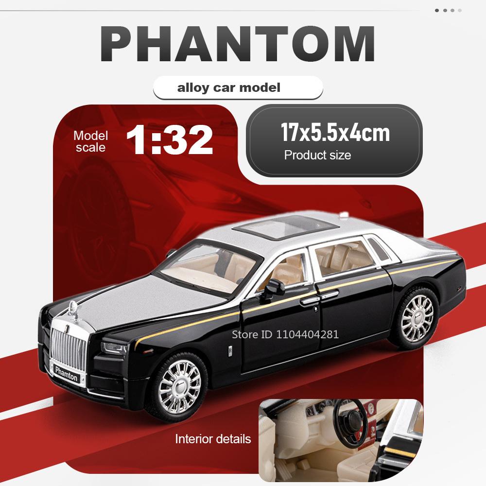 AAZH1 1:32 Rolls Royce Phantom Wraith Toys Car Diecast Alloy Model with Sound Light Pull Back Doors Opened Cars Friend's Birthday Gift