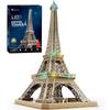 ASSYME Cubic Fan 3D Puzzle Craft Kit No Glue or Tools Required Eiffel Tower L091h (with LED)