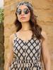 Black Booti Printed Sleeveless Smocked Fit & Flare Top
