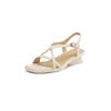 Fashion New Summer Sandals Genuine Leather Women Shoes Square Toe Low Heels Sandals for Women Fashion Roman Sandals Shoes Chunky Heels