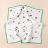Sweet Wind Literary Small Fresh Printing Small Square Scarf Silk Scarf Women's Summer Green Four-leaf Clover Graffiti Satin Scarf