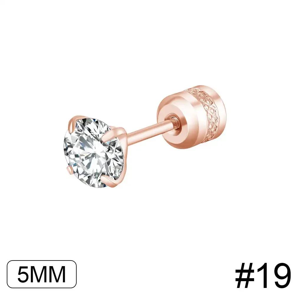 Fashion Four Claw Zircon Cartilage Stainless Steel Ear Stud Crystal Zircon Earrings Piercing Jewelry Steel Clear