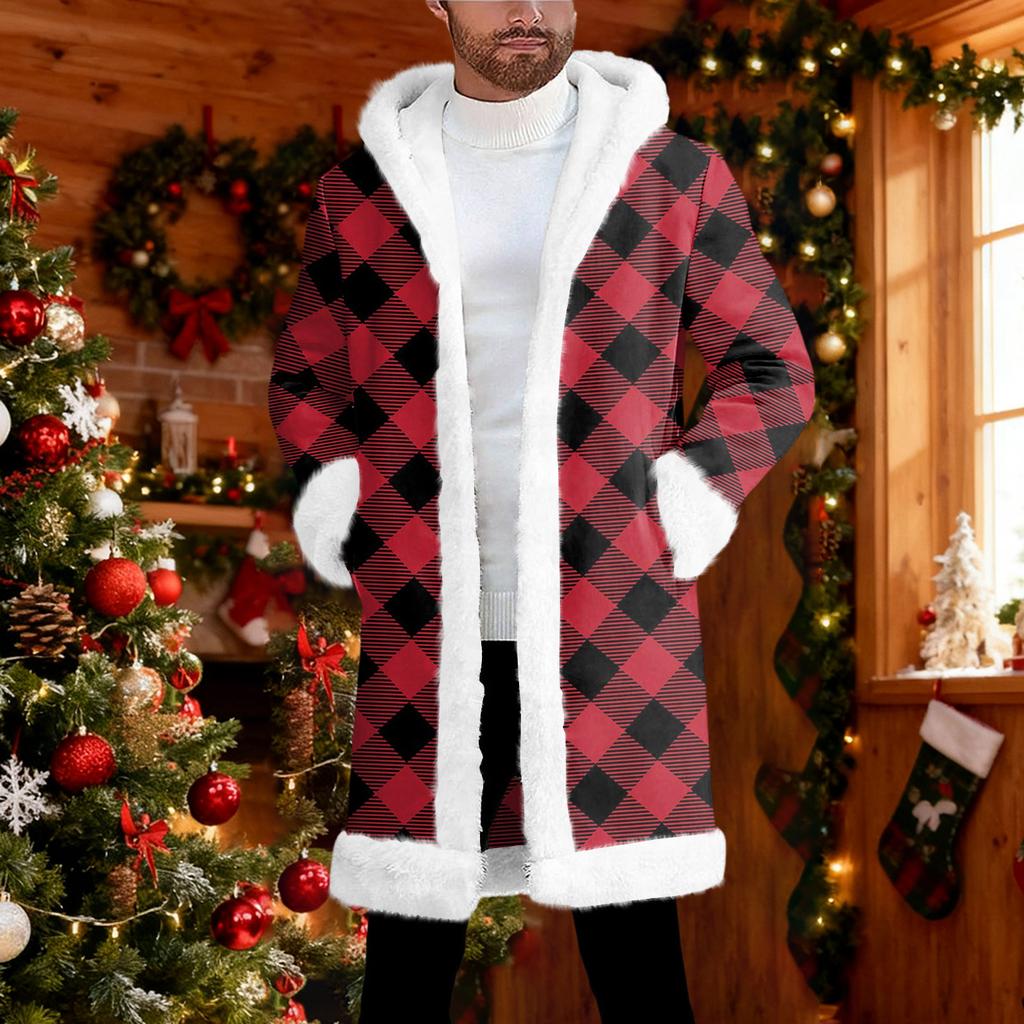 Мужской кардиган с капюшоном, длинное пальто для сохранения тепла