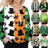 Women's Stylish St. Patrick Print Long Sleeve  Fleece Cardigan Button Jacket