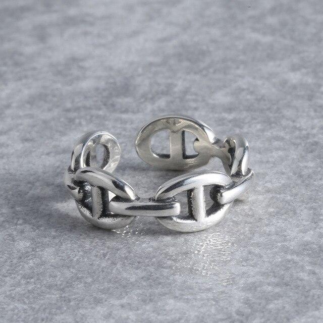 Винтажные панк-кольца из стерлингового серебра 925 пробы с геометрическим рисунком для женщин, обручальное кольцо на палец ручной работы, ювелирные изделия из стерлингового серебра Jz441