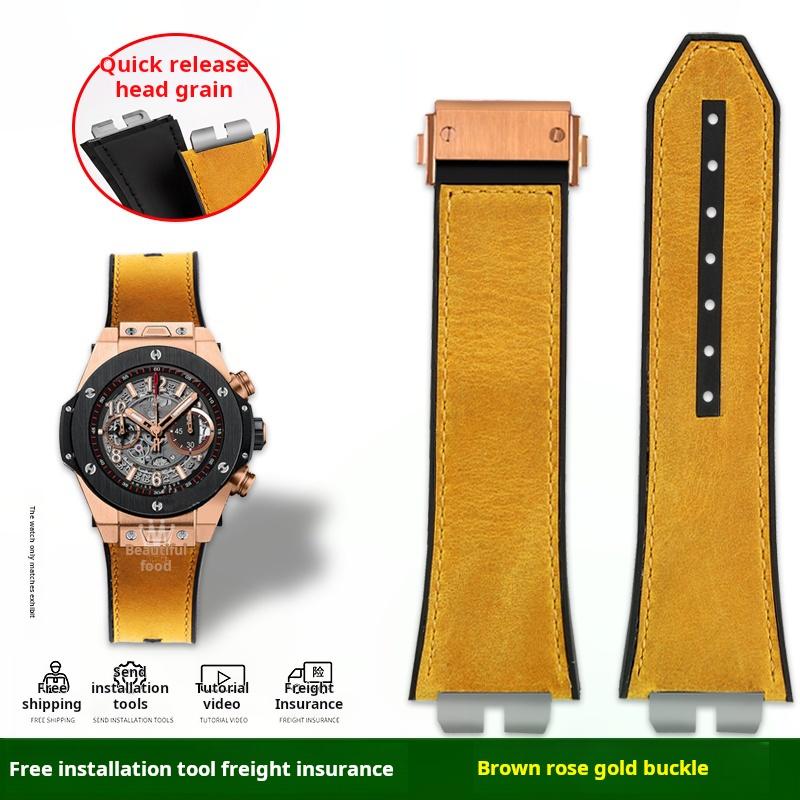 27x18 мм Ремешок с быстрой застежкой для HUBLOT Hublot Серии BIG BANG 411 421 Мужской из нержавеющей стали Металлический шарнир Кожаный Резиновый Ремешок для часов