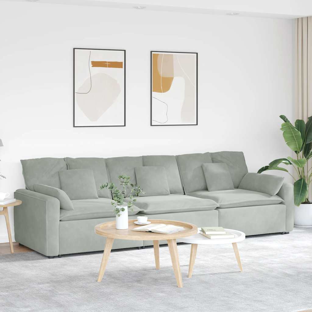 Modular Sofa with Cushions Light Grey