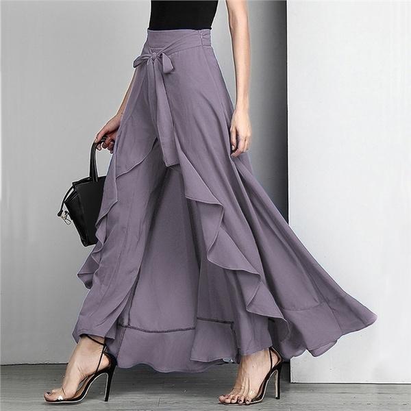 Женские брюки из шифона с высокой талией и широкими штанинами на весну и осень, четыре сезона, тонкие, больших размеров