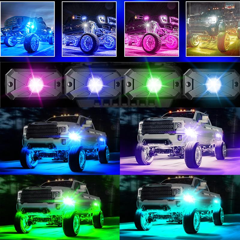 Подсветка Rock Lights 8/12 Pods RGB Led Multi Color App Remote Control Music Mode Well For Pickup ATV RZR UTV Chassis Light