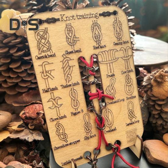 Доска для обучения вязанию узлов, 16 узлов, деревянная доска для начинающих, рифы, квадратные узлы, практическое обучение, подарок любителям кемпинга на открытом воздухе