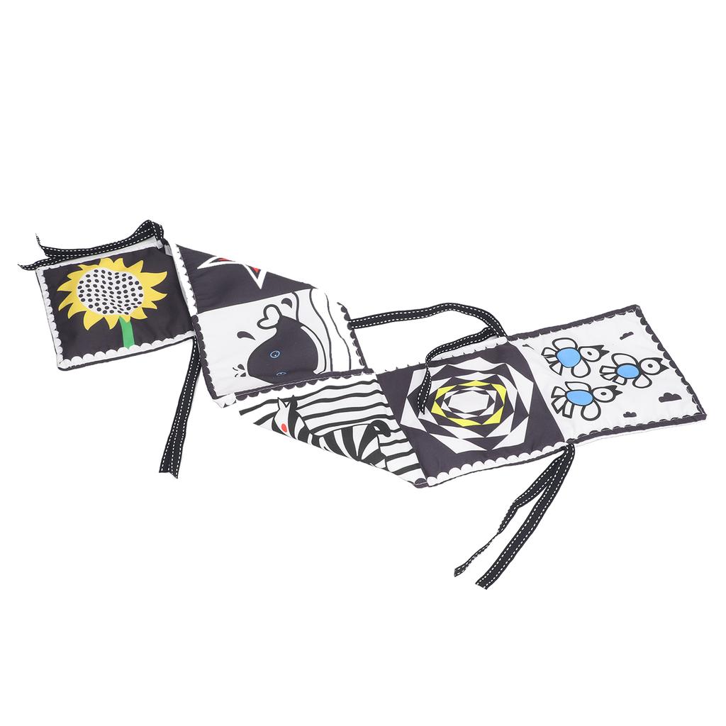 12 Pages Baby Cloth Book Double Sided Black and White Bed Surround Cloth Book for Early Education
