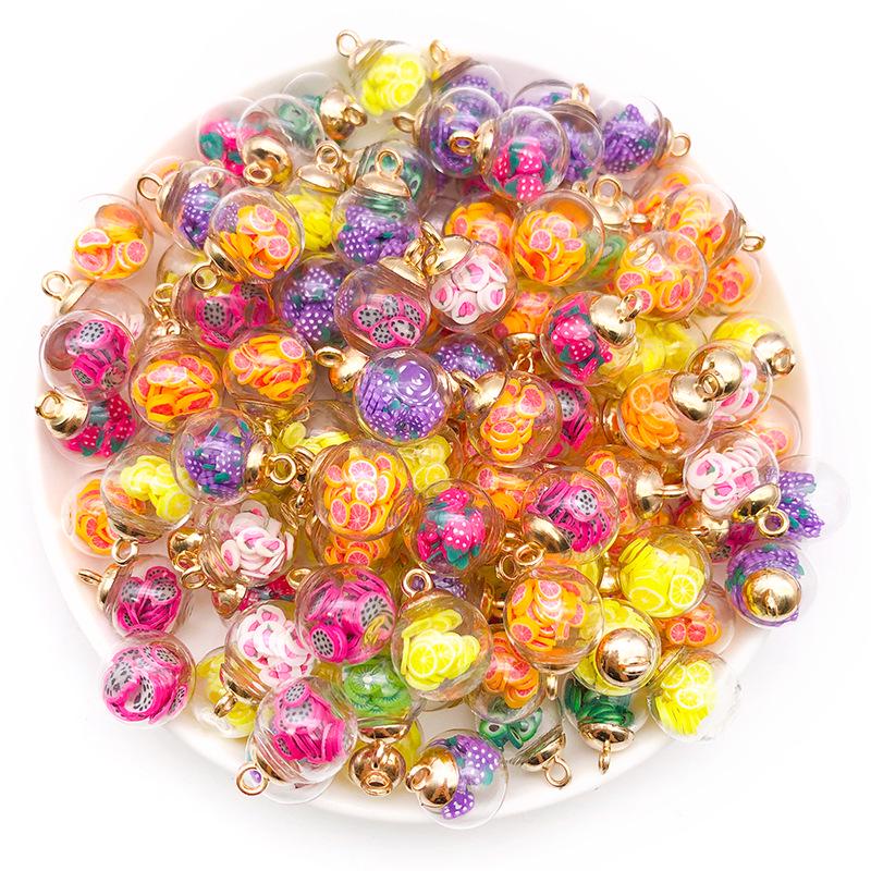 Colorful Mixed Glass Ball Pendants - 10 Pack, 14x24mm DIY Pentagram Jewelry Accessories