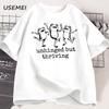 Unhinged But Thriving Funny Frog T Shirt Unisex Unisex Casual Cotton Short Sleeve Round Neck Tshirt Streetwear Unisex Clothes Tops