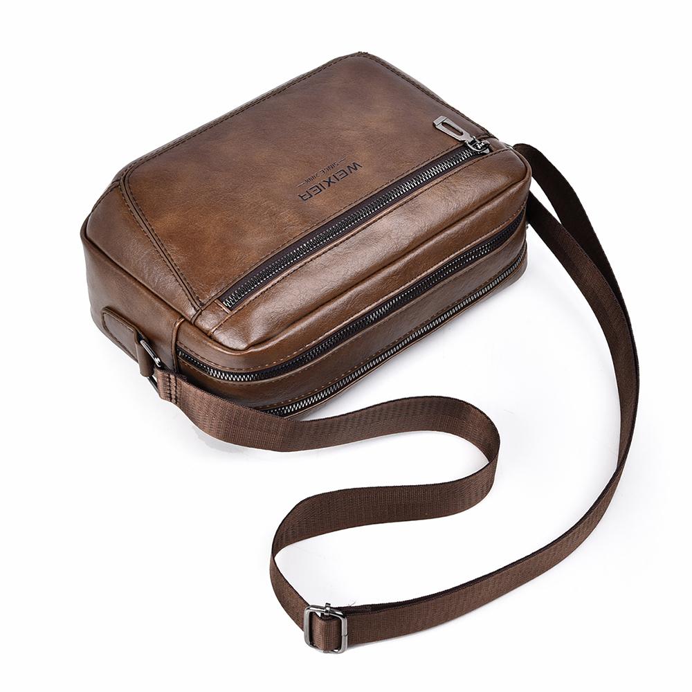WEIXIER Men's Leather Crossbody Shoulder Bag Waterproof Bag Briefcase Satchel Bag Casual Travel Bag