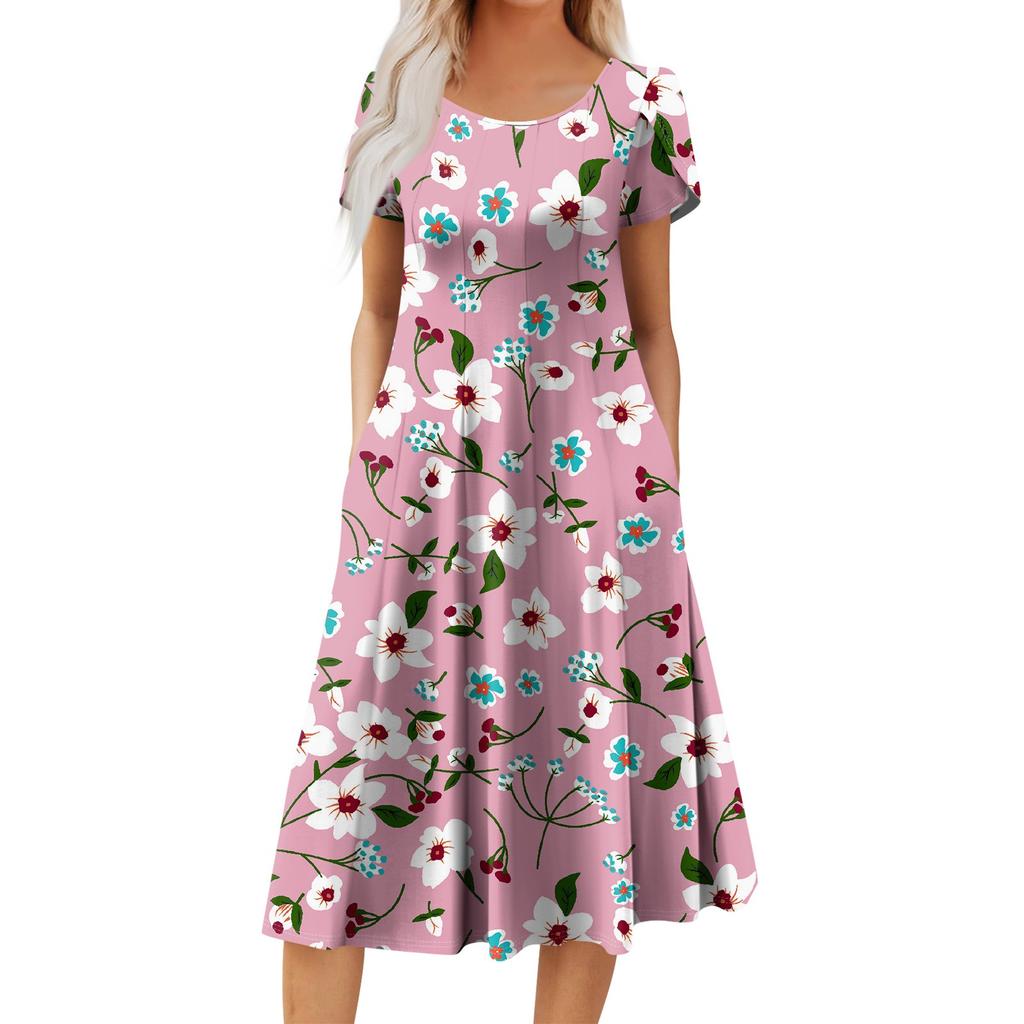 Женское повседневное модное платье миди с круглым вырезом и коротким рукавом, модное свадебное платье для гостей