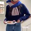 Contrast Color Korean Scarf: Cute & Cozy Knit for Women, Autumn/Winter Neck Warmer, Easy To Match for Students