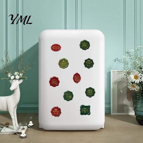 Coated Paper Holiday Seals Christmas Wax Seal Stickers, Self-Adhesive Embossed Decals, Red And Self Adhesive Stickers Green Retro Labels for Greeting