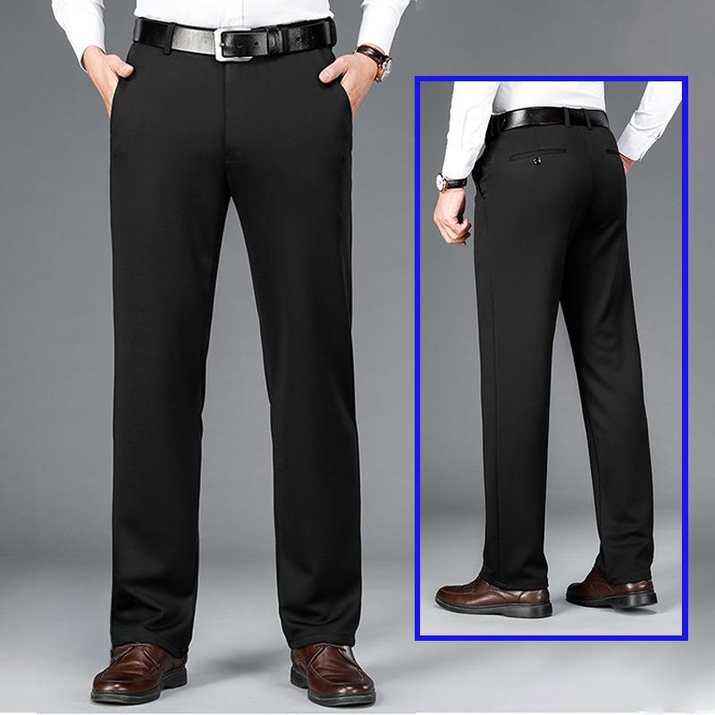 Эластичные мужские брюки для костюма, тонкие прямые брюки, не мнущиеся, не требующие глажки, уличные мужские брюки для бизнеса