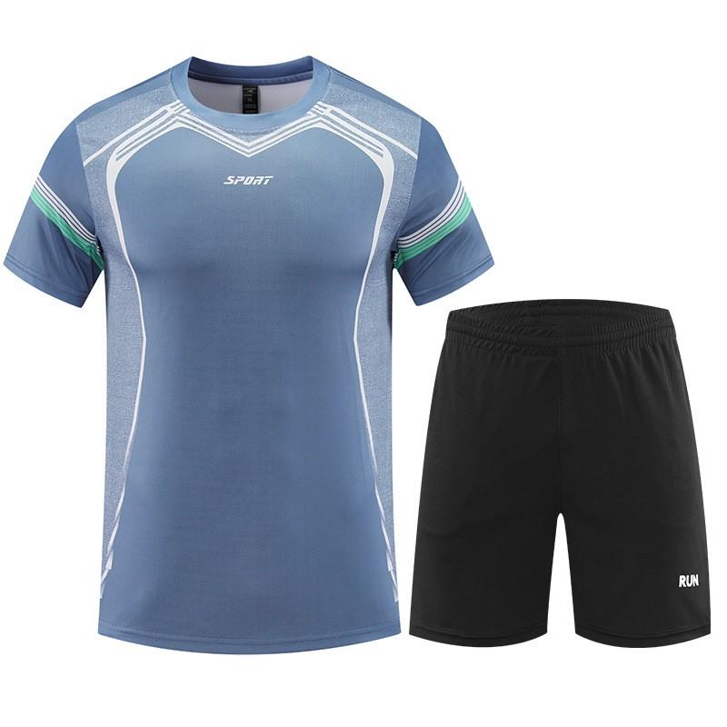 Mens Lightweight Quick-Dry Sport Set Short Sleeve T-Shirt Shorts Athletic Wear Breathable Gym Training Outfit