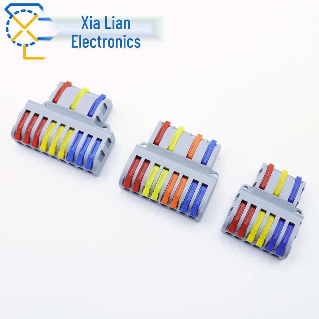 SPL-Splitter: 2-in-10-out, 2-in-12-out Quick Wiring Terminal, Press-Type, Orange/Multicolor.