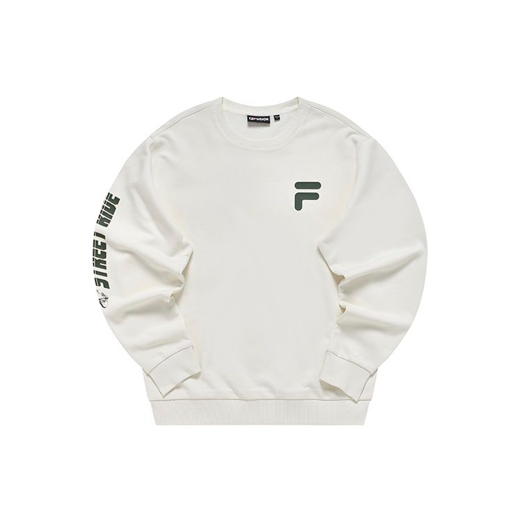 Fila Fusion Спортивный вязаный пуловер с круглым вырезом и логотипом-буквой, с длинным рукавом, толстовка, мужская толстовка, Белый T11M311203F-WT