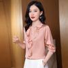 Women's 2025 Fashion Slim Fit Long Sleeve Ruffled Mulberry Silk Satin Shirt