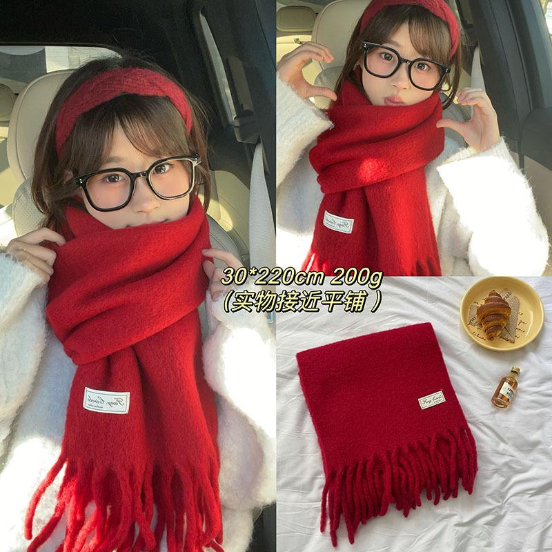 [Dai Green] New Atmosphere Christmas Red Grid Soft Waxy Matching Gift Scarf High-end Style Fashion Scarf