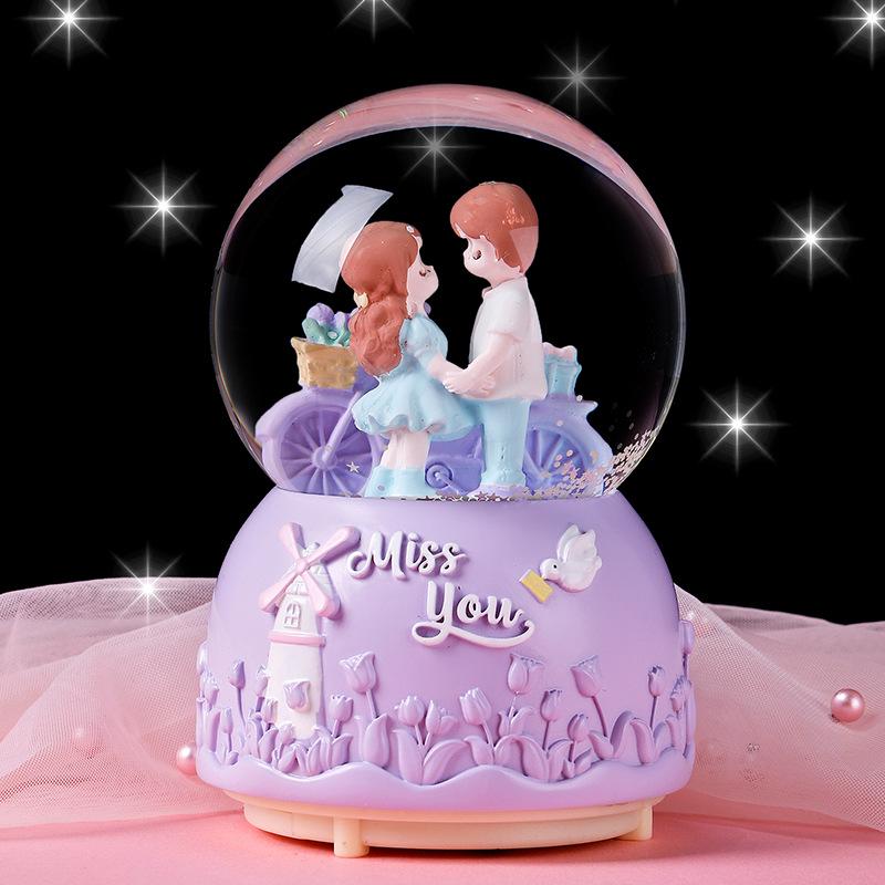 Dreamy Unicorn Crystal Ball Luminous Music Box - Snowflake Gift for Best Friend, Creative Qixi Present