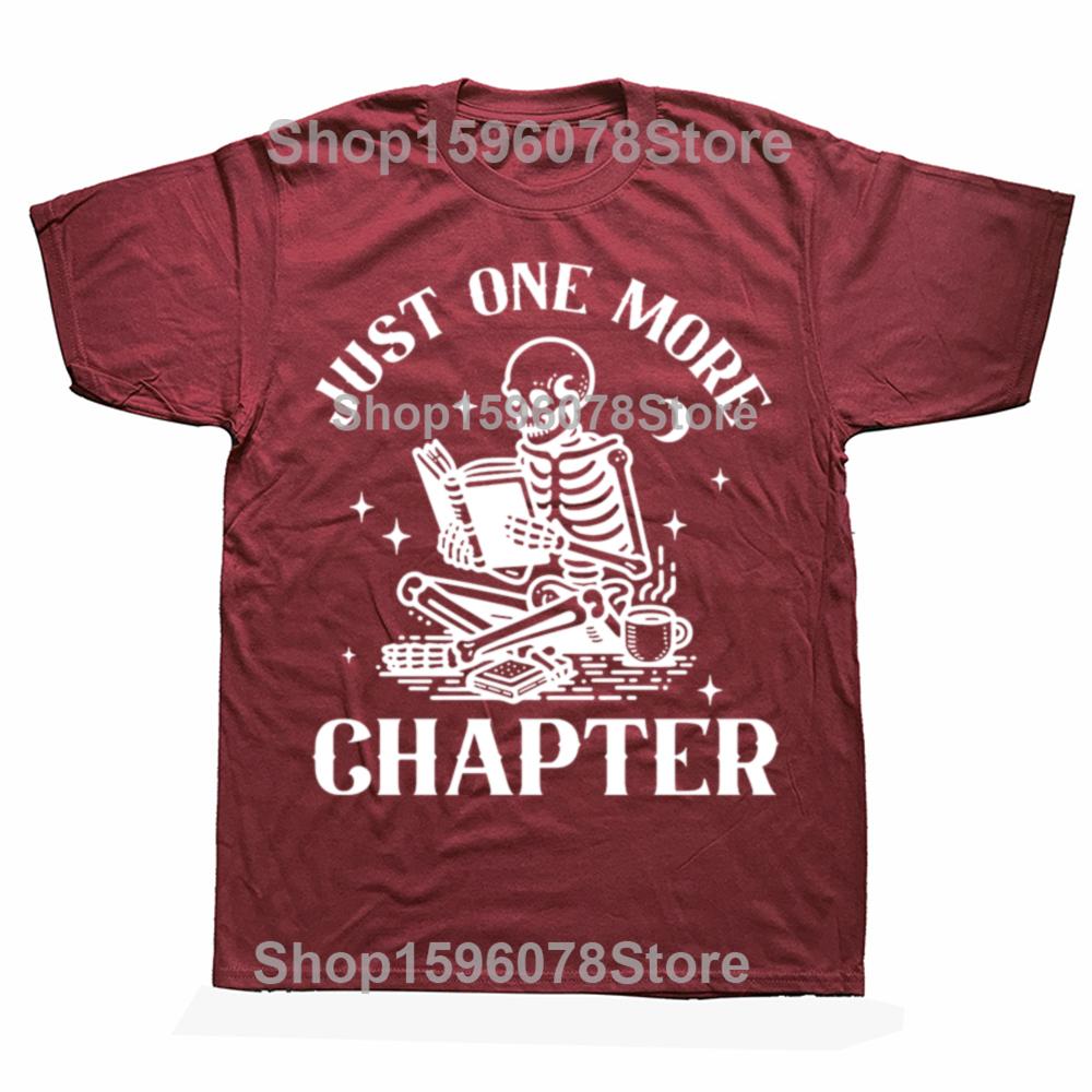Еще одну главу Футболки Забавная футболка с черепом и книжным червем Любитель книг Чтение Учитель Футболка Женская Мужская Хлопок Футболки с коротким рукавом