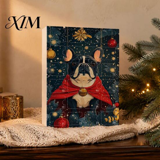 Fun Holiday Surprise Toys Bulldog Advent Calendar 2026, 24 Days Acrylic Puppy Ornaments Christmas Countdown Calendar, Tree Hanging Decor 2D