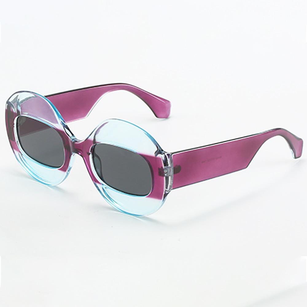 Trendy Hip-Hop Men Women Personalized Sunglasses Transparent Two-Color Sunglasses Oval Frame Sunglasses Large-Sized Glasses