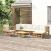 VidaXL Garden Lounge Set 7 Pcs with Cream White Cushions Bamboo, Lounge Set, Outdoor Lounge Set 3155181
