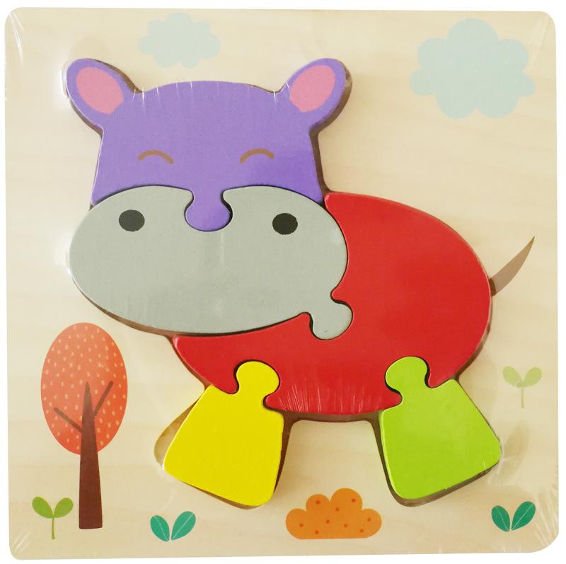 Деревянная Имитация Мультяшный Транспорт Животное Пазл Раннее Детство Образование Строительный Блок Дети Ребенок Когнитивный Трехмерный Пазл