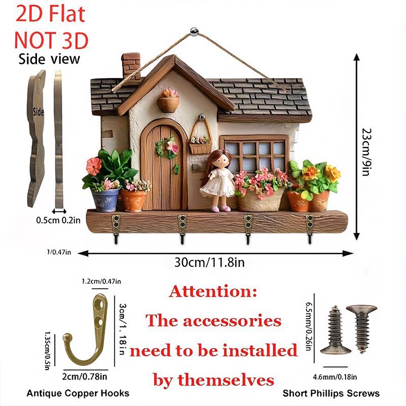 Плоский держатель для ключей Порядок Дерево Экономия места Художественный Кафе Ретро стиль Домашнее хранение DIY установка Дарение подарков Практичность