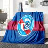 Racing Club Strasbourg Crest Flannel Blanket, Soft Polyester, Modern Design, All-Season for Camping, Travel, Gifts for holidays or birthdays