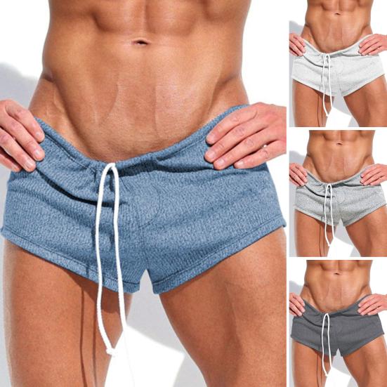 Men Casual Shorts Elastic Waist Adjustable Drawstring Sport Shorts Solid Color Loose Fit Gym Running Shorts