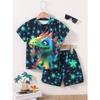 Направленный хит продаж, летний костюм для мальчиков с принтом динозавра и звезд, шорты с короткими рукавами, абстрактный стиль