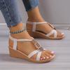 2025 New Summer Wedge Heel Sandals Women's Bohemi Korean Version Casual Handmade Beaded Flat Beach Sandals In Stock